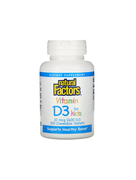 Витамин D3 400 МЕ со вкусом клубники | 100 жев таб Natural Factors 20202237