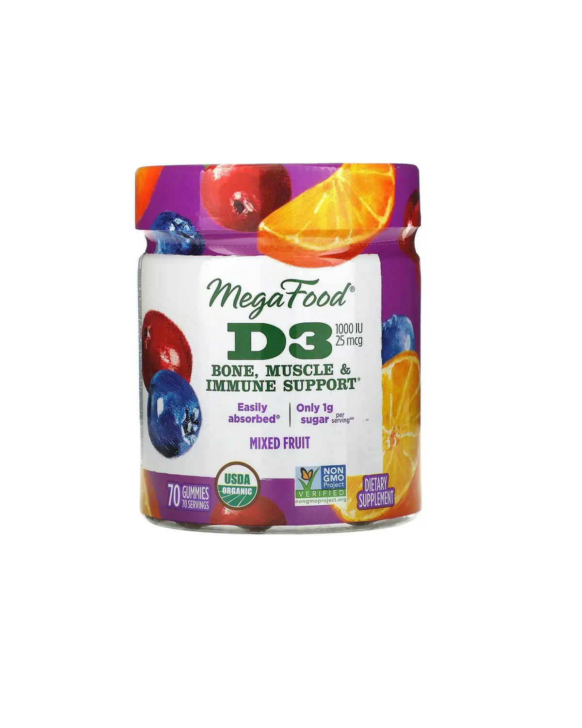 Вітамін D3 суміш фруктів 1000 МО | 70 жув цукерок MegaFood 20190218