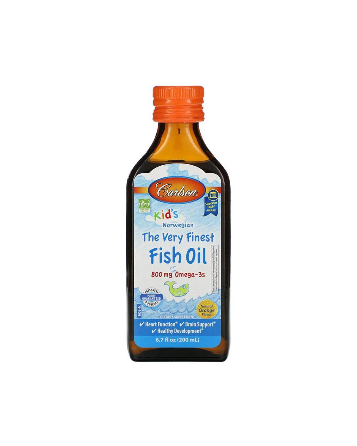 Риб'ячий жир зі смаком апельсина | 800 мг | 200 мл Carlson Labs 20200412