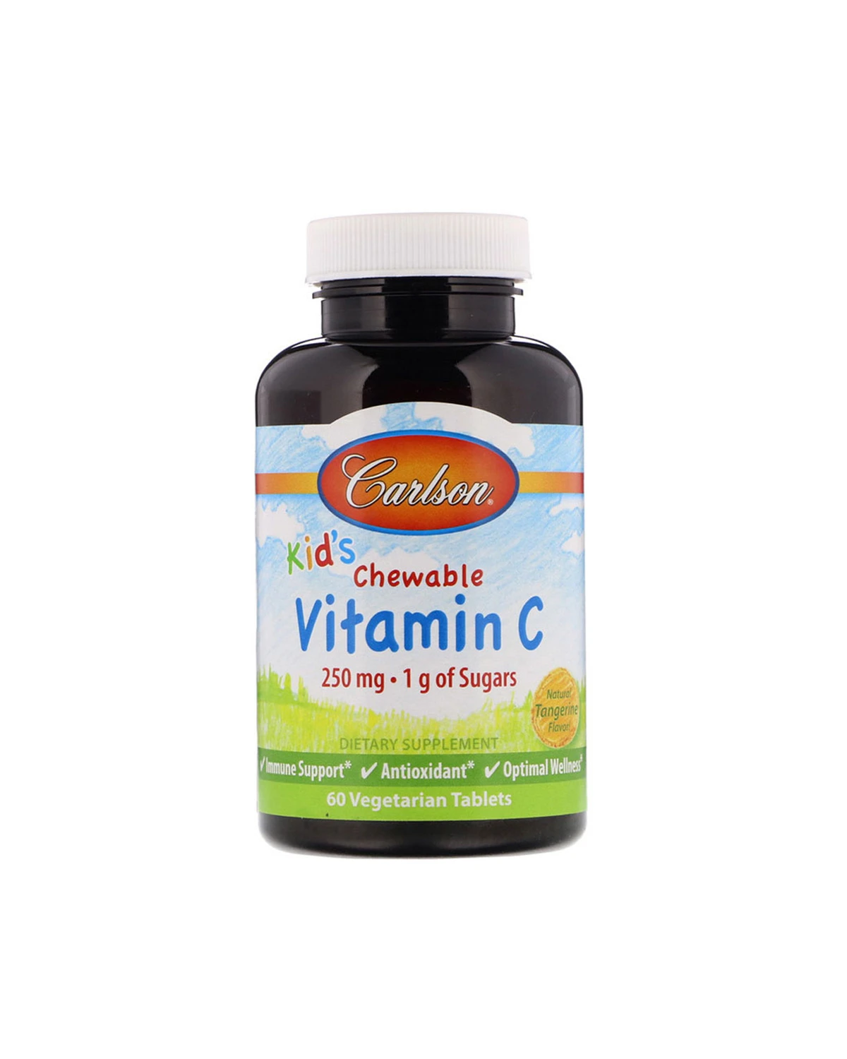 Вітамін С для дітей 250 мг | 60 таб Carlson Labs 20200422