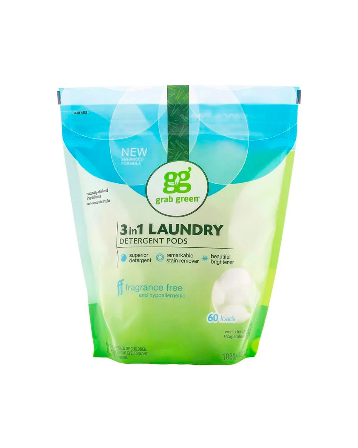 Капсули для прання "3в1" без запаху | 1080 г Grab Green 20201162