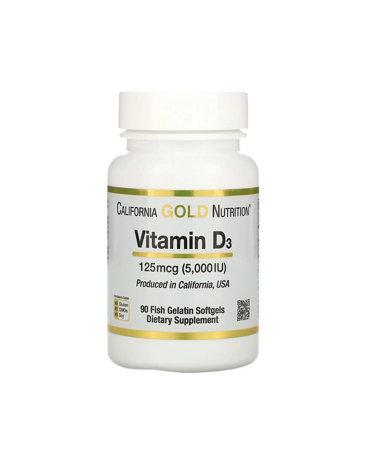 Вітамін D3 125 мкг | 90 кап California Gold Nutrition 20201250