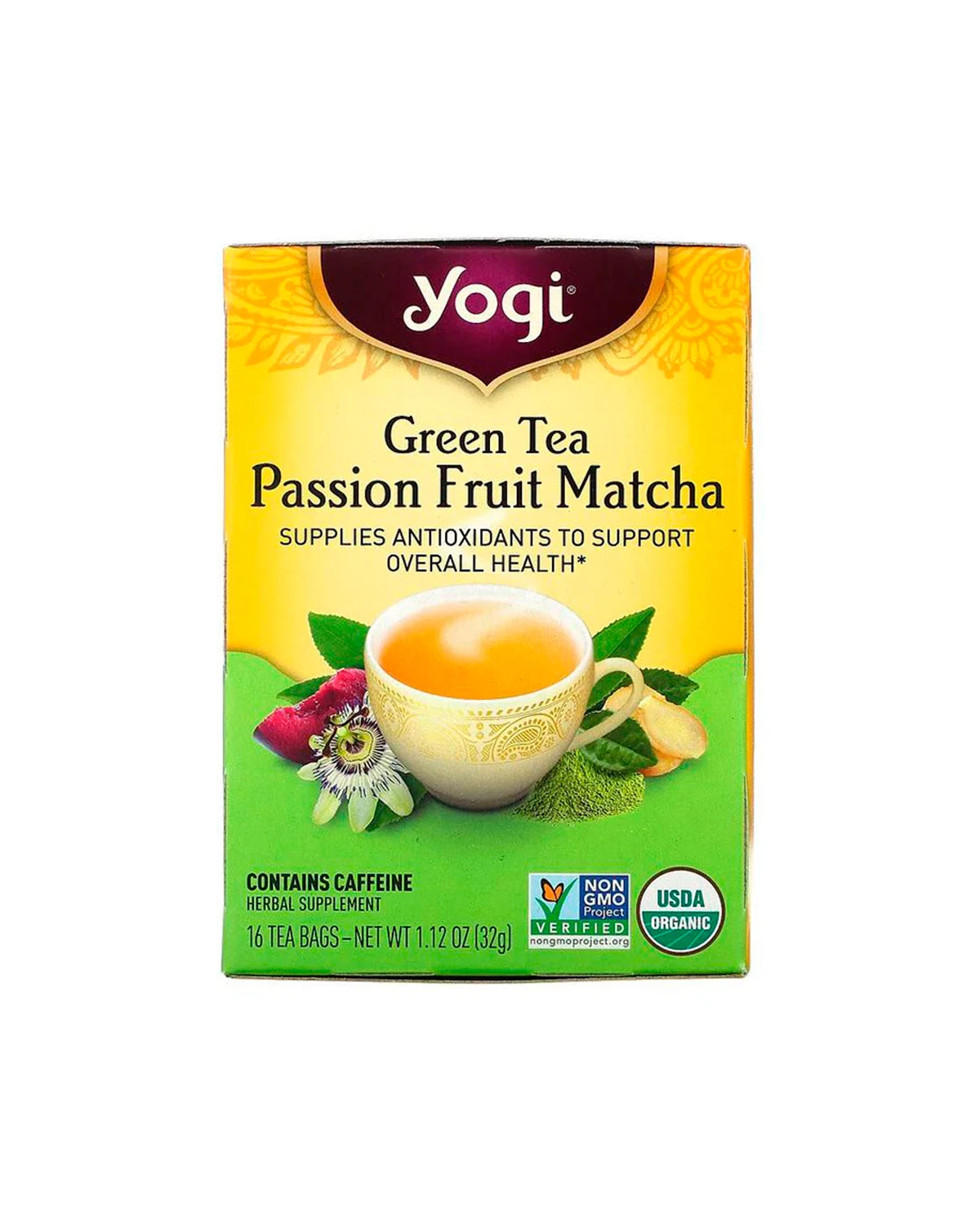 Чай зеленый матча с маракуйей | 16 чайных пакетиков Yogi Tea 20201363