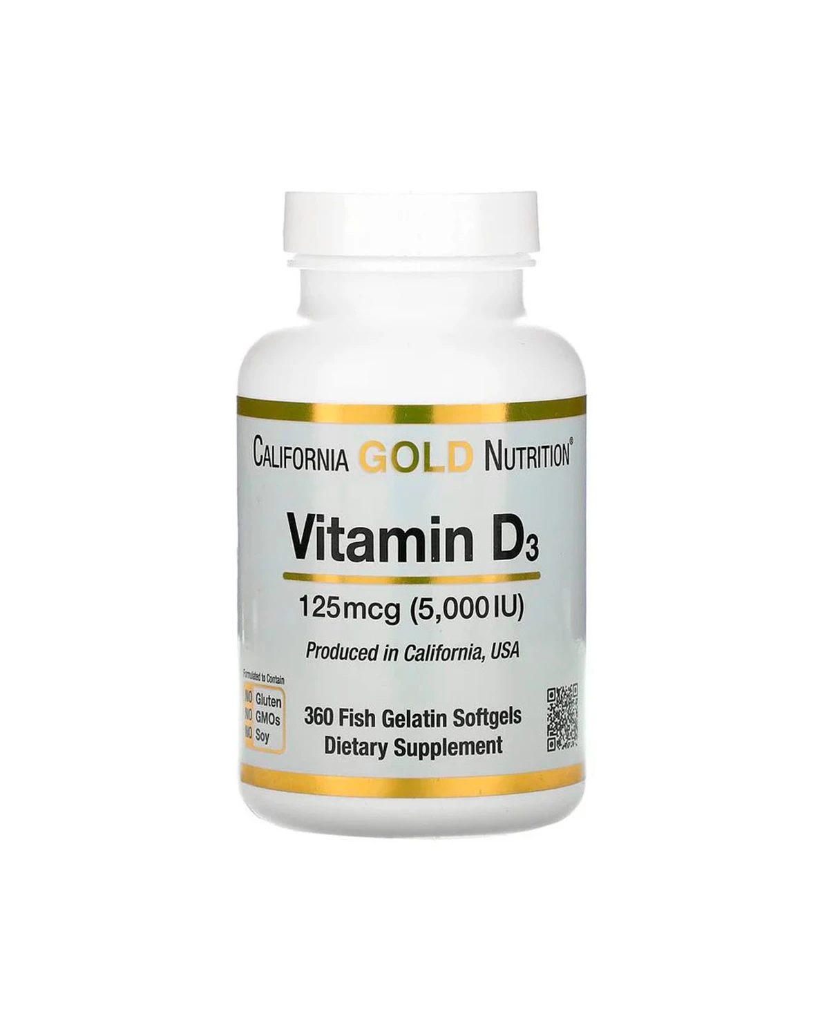 Вітамін D3 125 мкг | 360 кап California Gold Nutrition 20201383