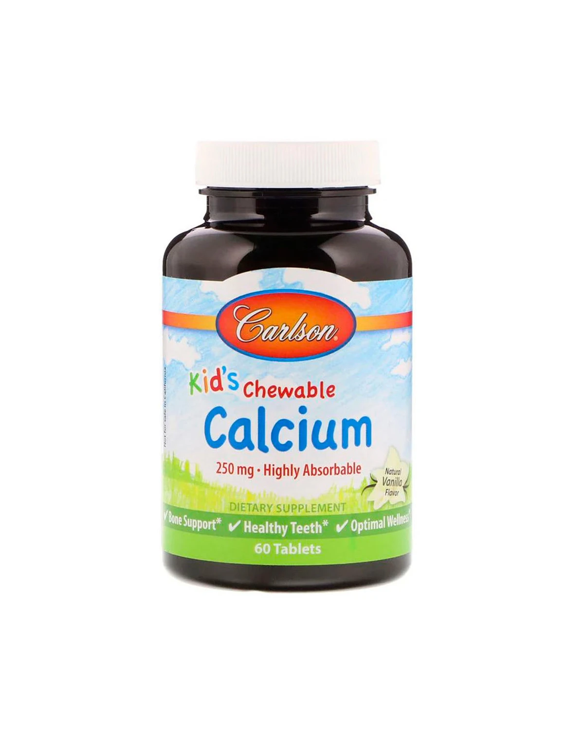 Кальцій для дітей ванільний смак 250 мг | 60 жув таб Carlson Labs 20201550
