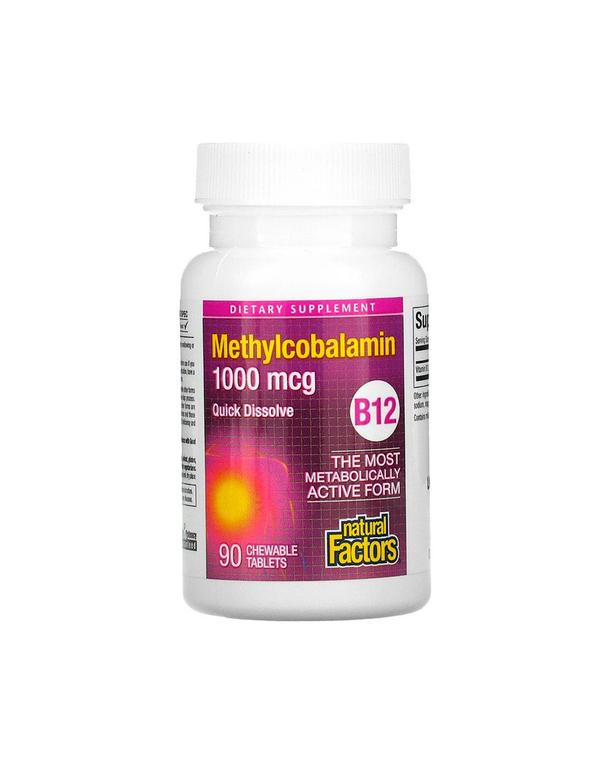 Вітамін В12 (метилкобаламін) 1000 мкг | 90 жув таб Natural Factors 20201848