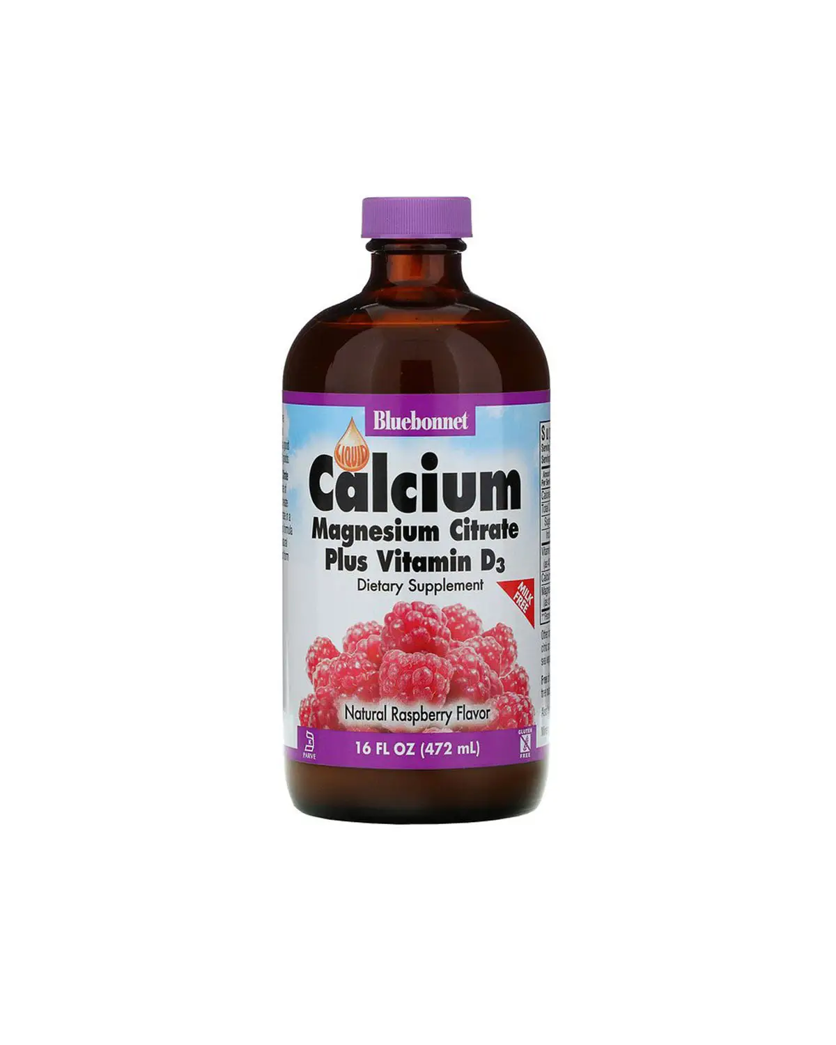 Жидкий кальций и магний цитрат + Д3 вкус малины | 472 мл Bluebonnet Nutrition 20202578