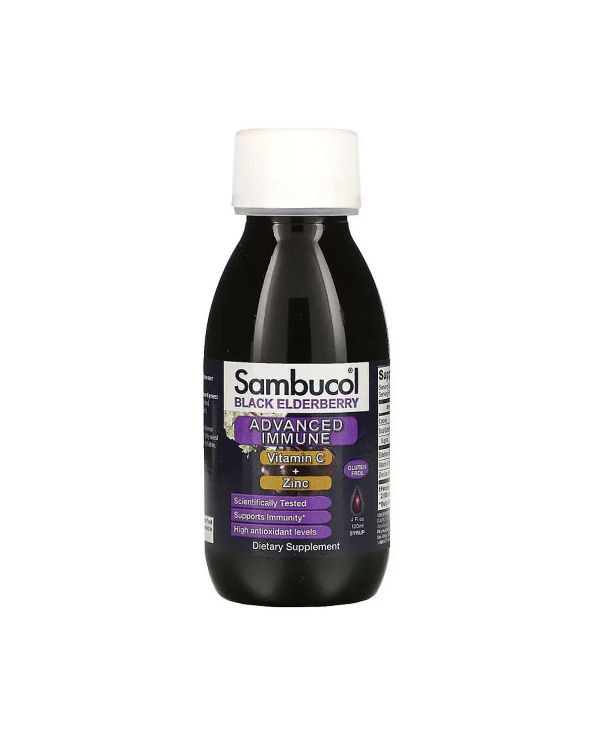 Сироп із чорної бузини + вітамін C + цинк | 120 мл Sambucol 20203604