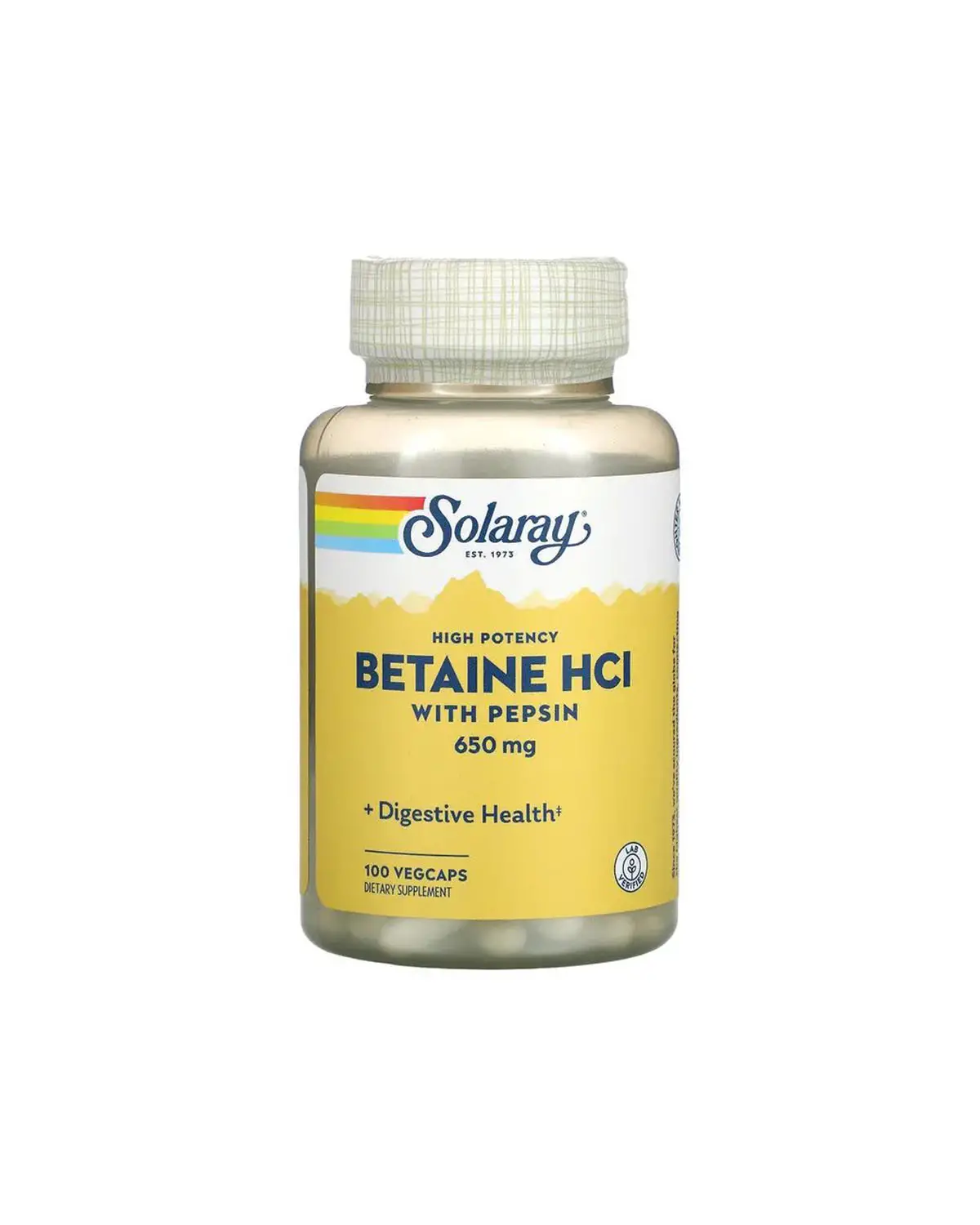 Бетаїн HCl з пепсином 650 мг | 100 кап Solaray 20203641