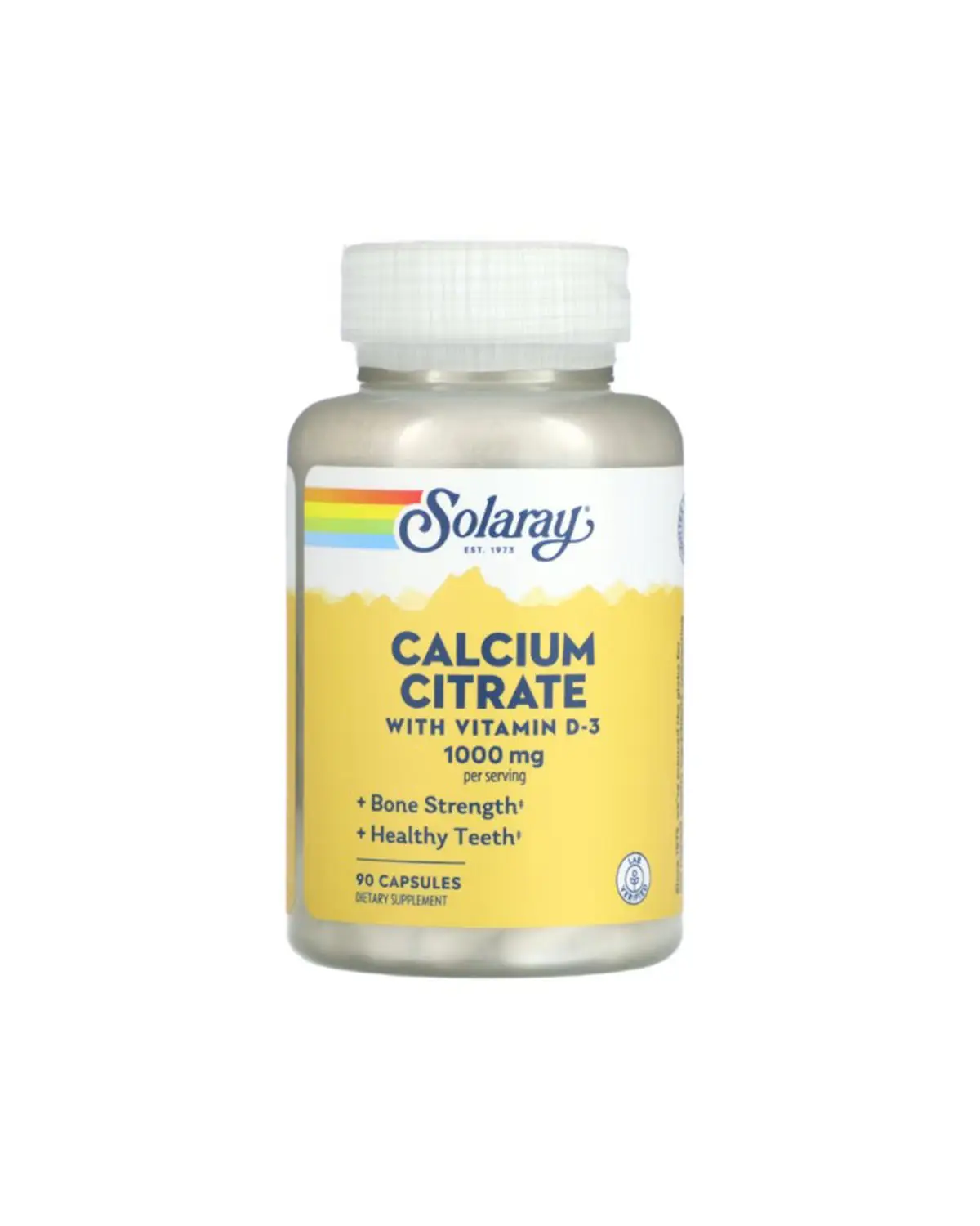Кальцій цитрат із вітаміном D3 1000 мг | 90 кап Solaray 20205907