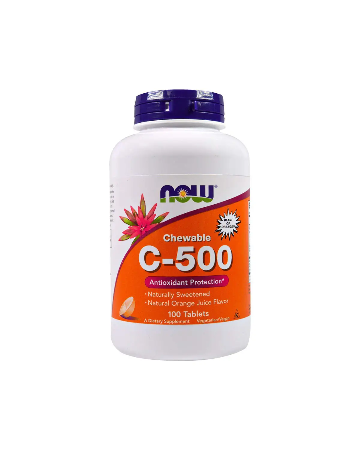 Витамин C-500 вкус апельсинового сока | 100 таб Now Foods 20300403